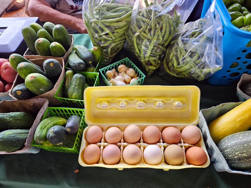 Fresh eggs and produce