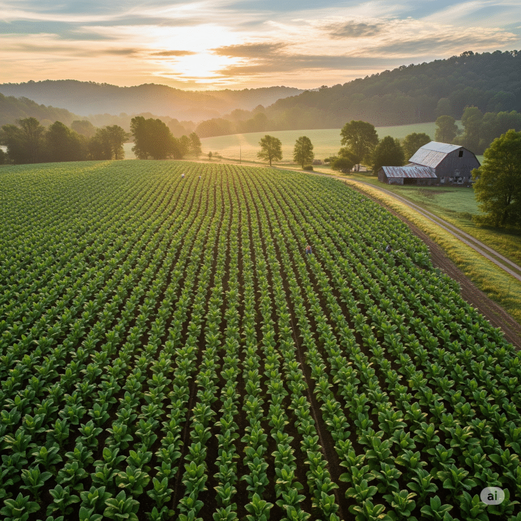 An Illustration of a tobacco farm in Virginia