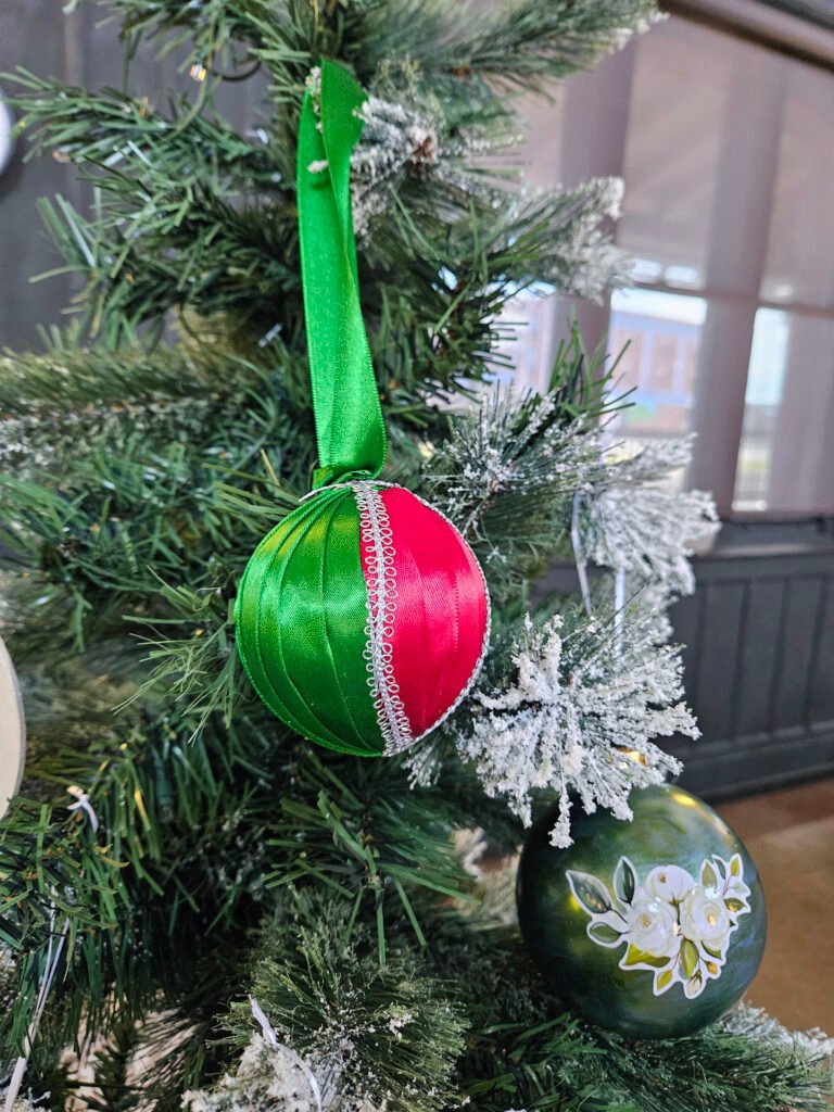 Foam ornament decorated with fabric