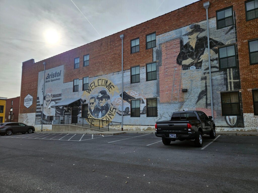 Mural on the side of the Sessions Hotel