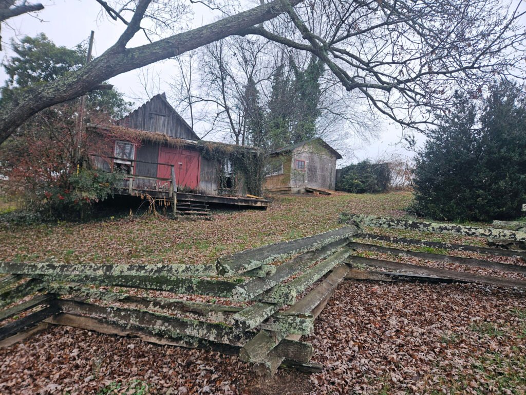 Old fence with moss growing
