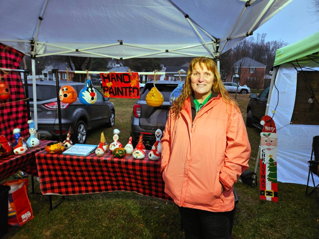 Talented artist with painted gourds