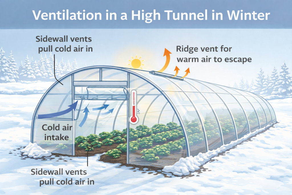 High Tunnel Ventilation Infographic for Winter Growing