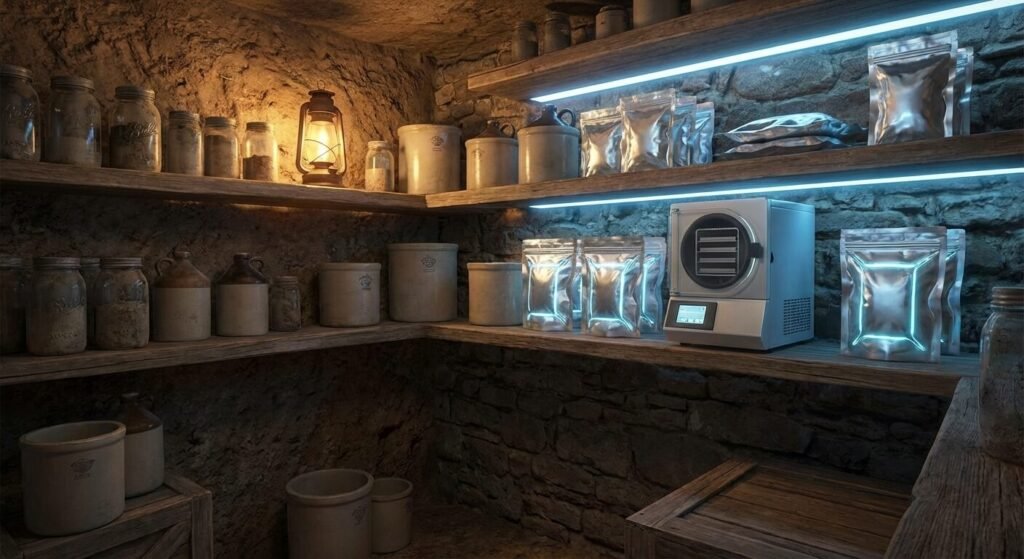 A cellar for keeping corn over the winter