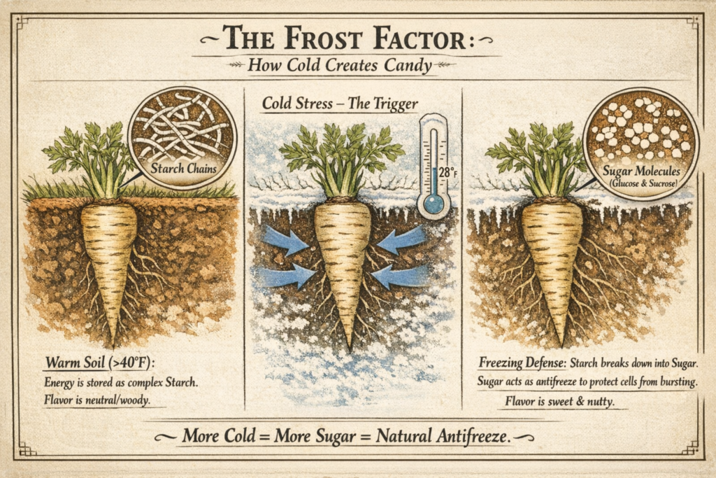 Chart showing the sweetening process of Parsnips