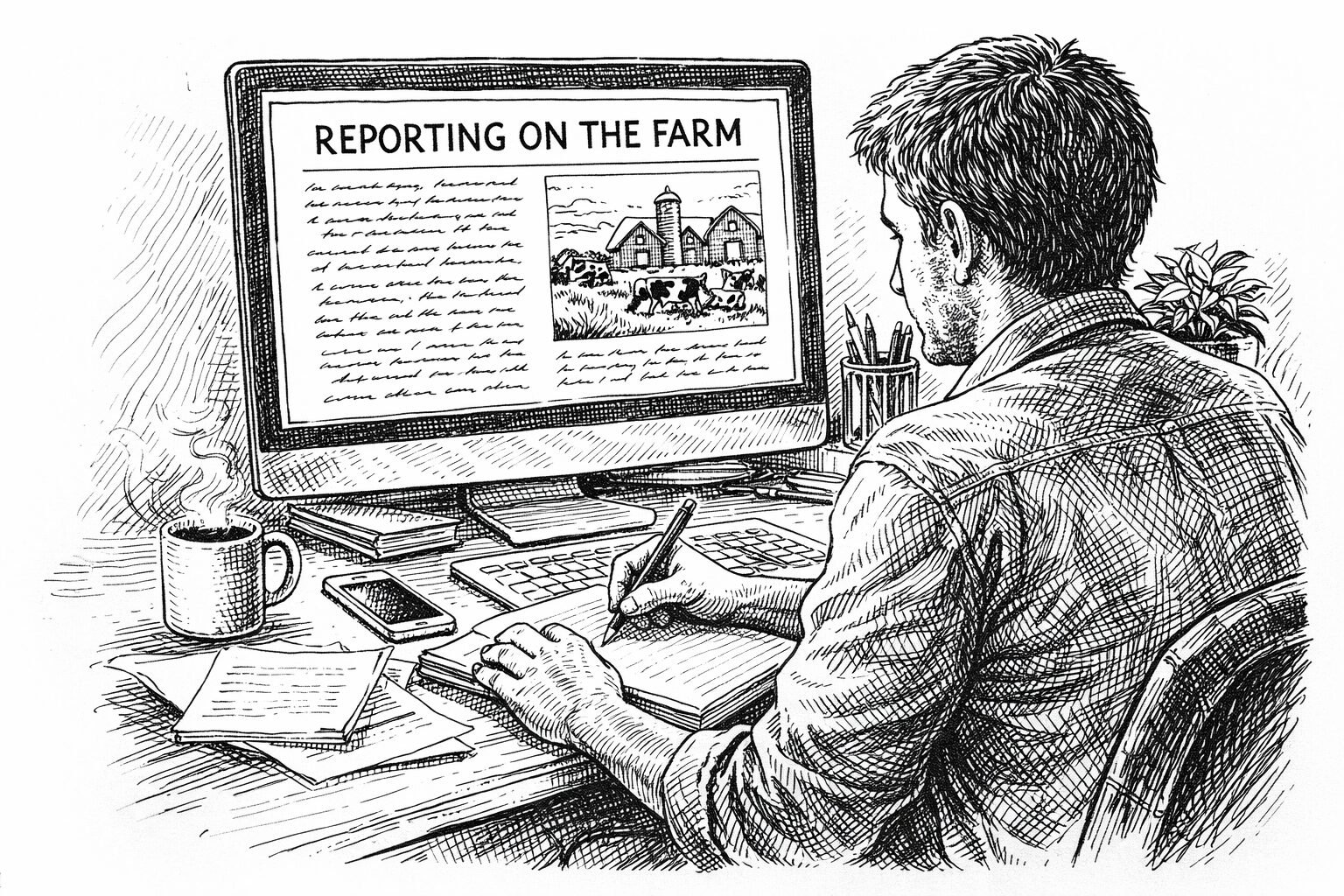 Man sitting at desk writing