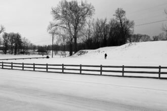 A distant figure in the Ice