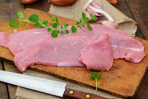 A "Slim" of Veal  is a thinly sliced piece of Veal