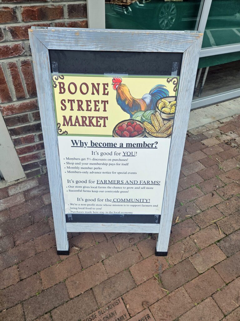 Sign Board outside Boone Street Market