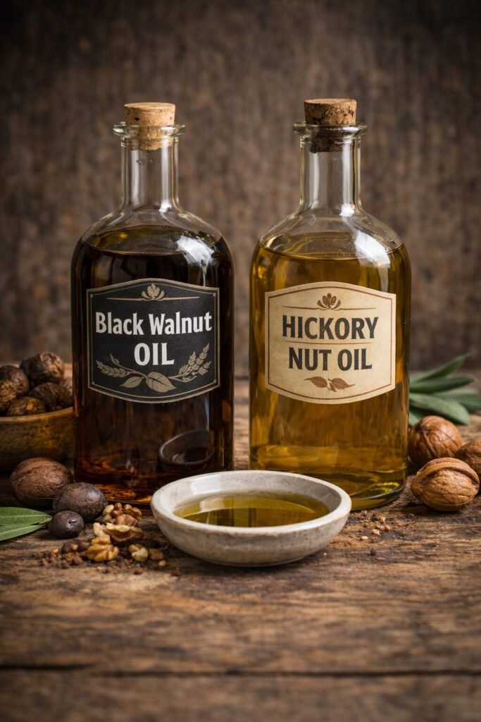 Illustration of Black Walnut and Hickory Oils