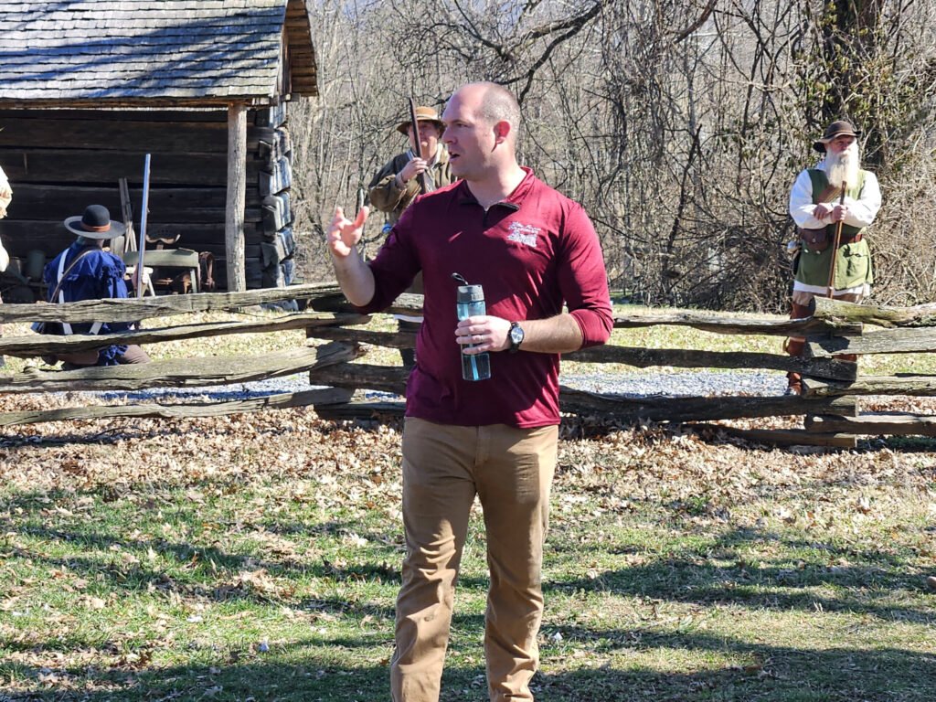 The Docent telling the story of the Battle of The State of Franklin