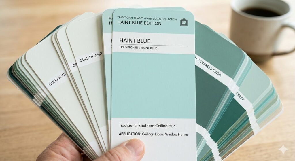 Pantone Color book describing haint Blue