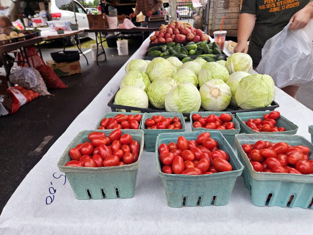 Fresh Produce including Cherry Tomatoes, cabbage