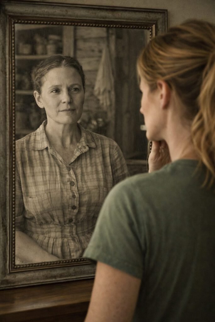 ChatGPT Image Apr 11 2026 02_09_21 PM - Appalachian Highlands Farmers Magazine Kate looks into a mirror and gets inspiration for Helen