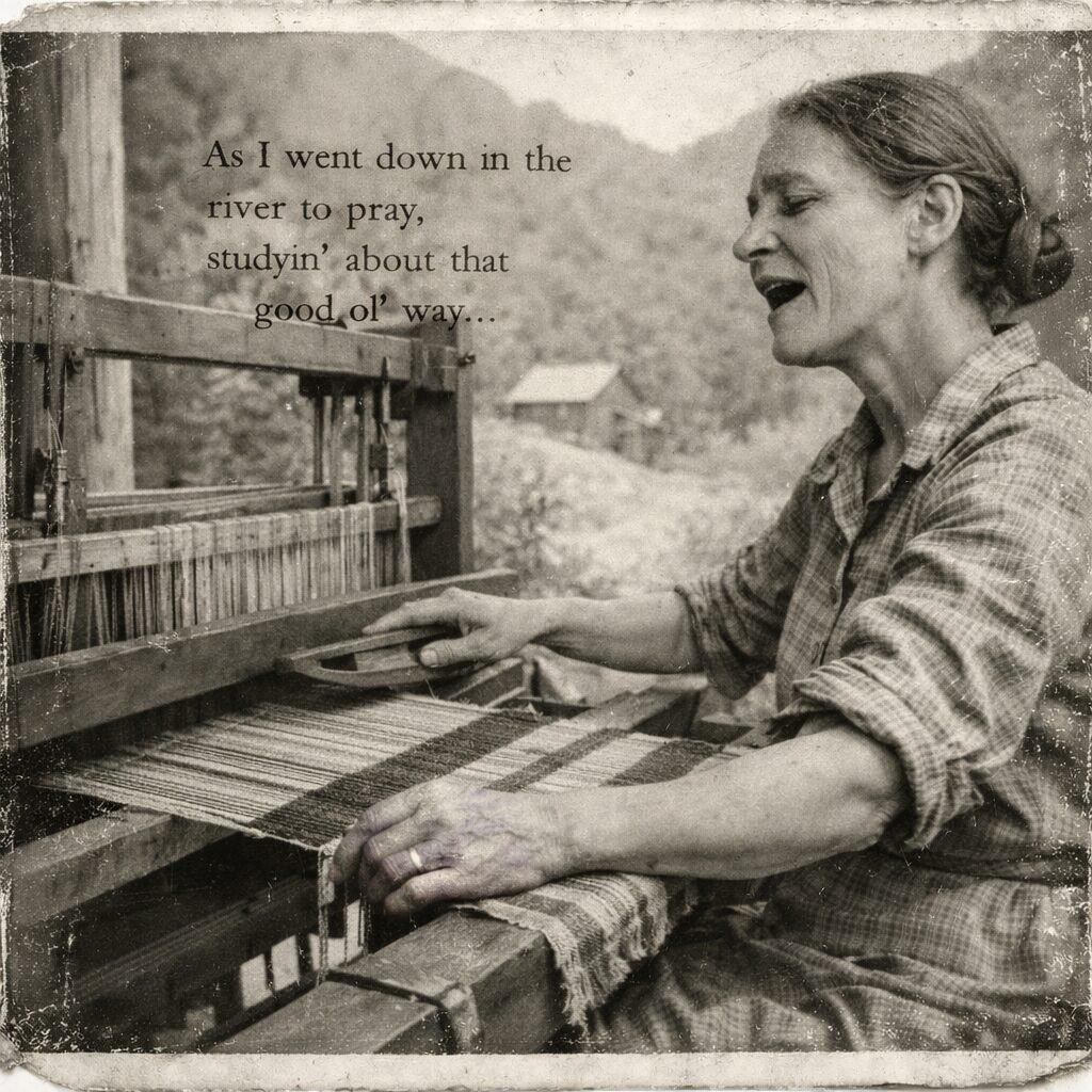 Helen singing - Appalachian Highlands Farmers Magazine Helen is inspired by weaving to create a new song