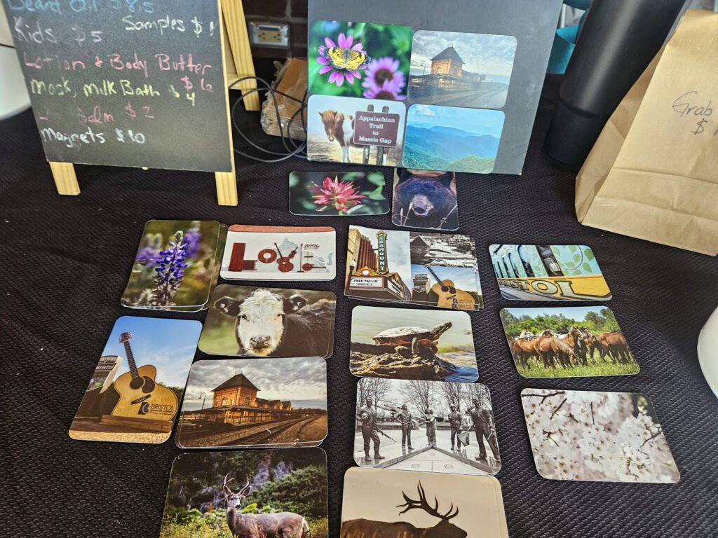 Interesting artwork at the booth of the Copper Creek Organics