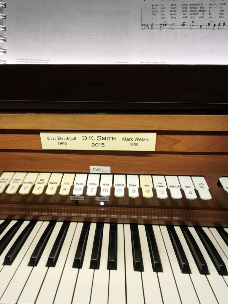 The New Plaque on the Organ to commemorate those who have had a hand in its preservation - Photo by Daniel K. Smith