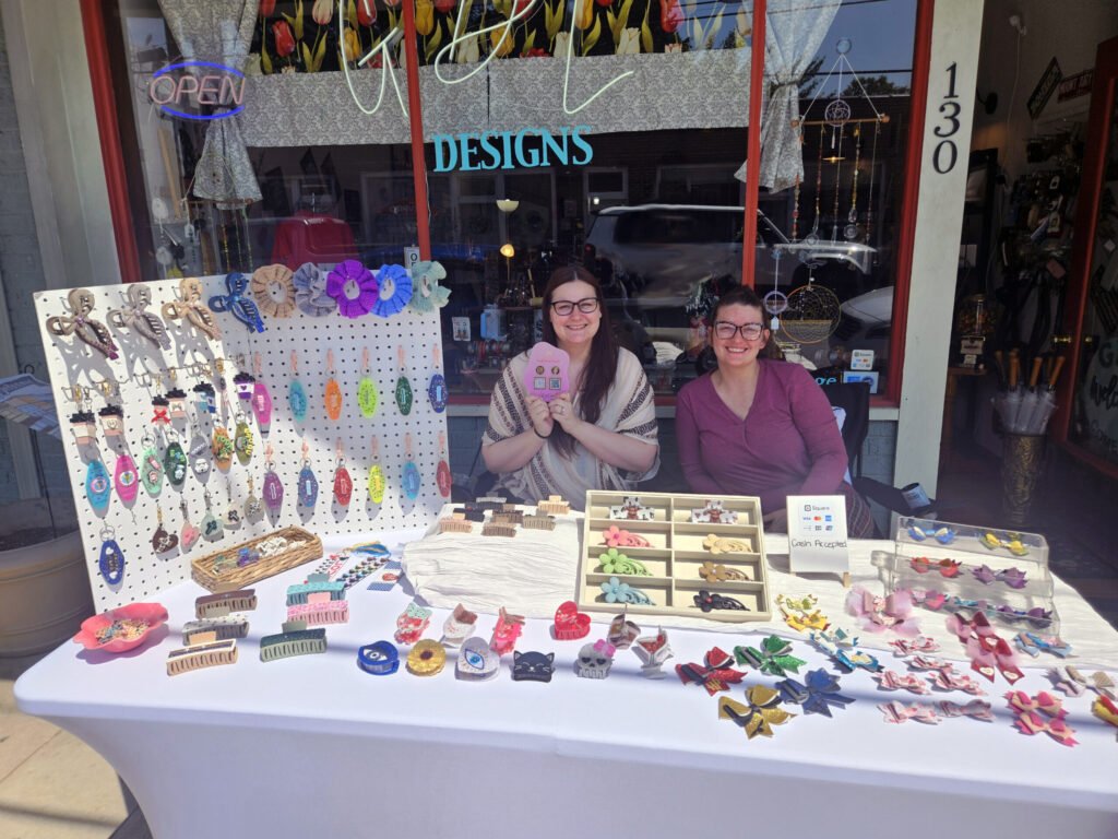 Crafted at Dawn with their unique bedazzled hair clips and faux leather bows.