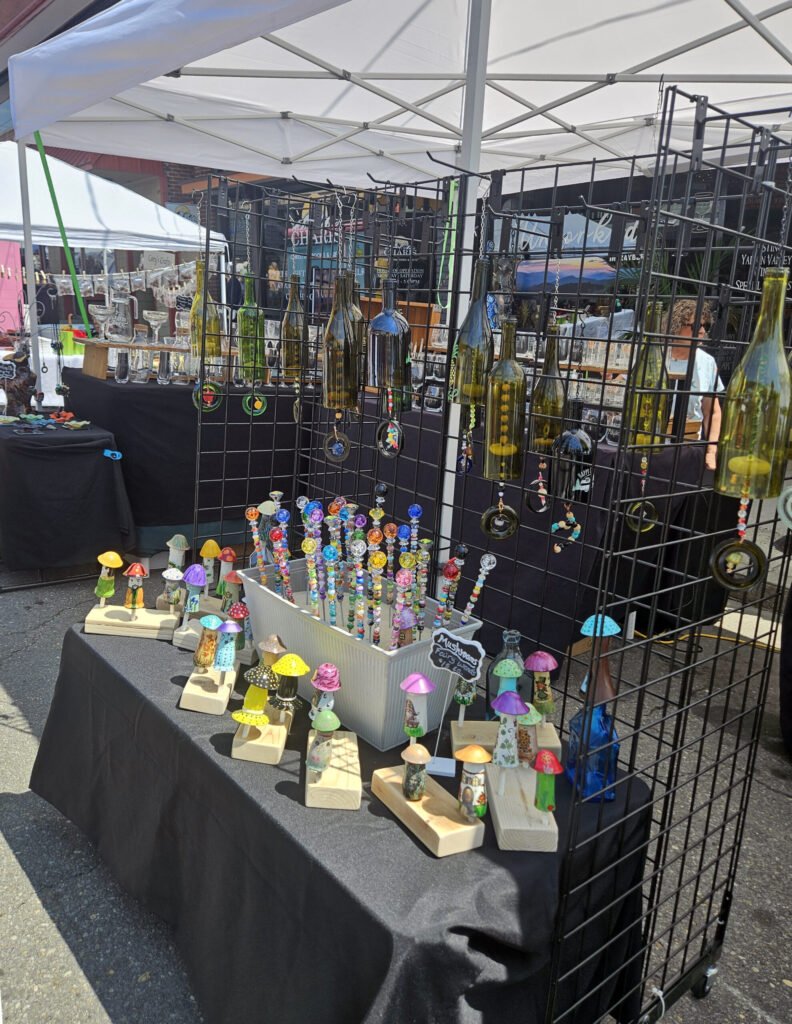 Bottle chimes from Old World Glass Studio
