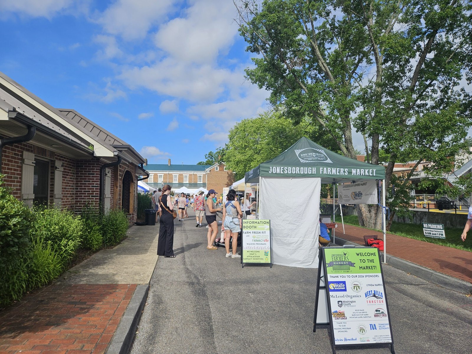 Jonesborough farmers market scene with green Jonesborough Farmers Market - photo by A. Creighton