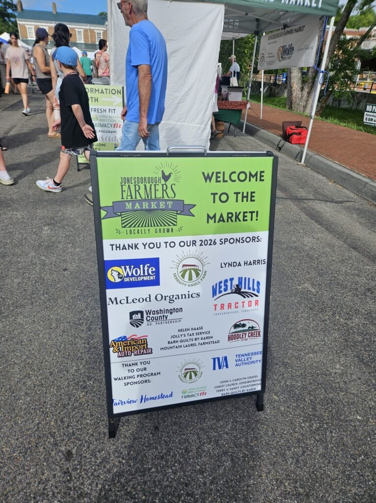 Sign at Jonesborough Farmers Market.