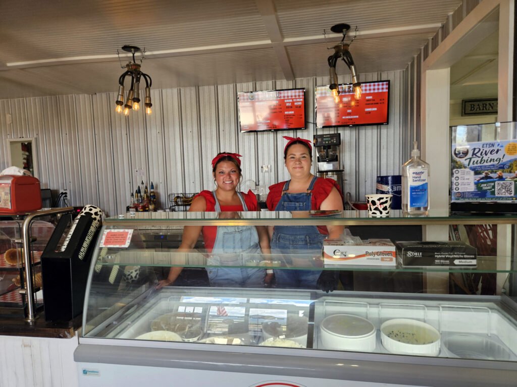 Emmy and Emma both ready to serve the crowd that showed up for the farm tour.