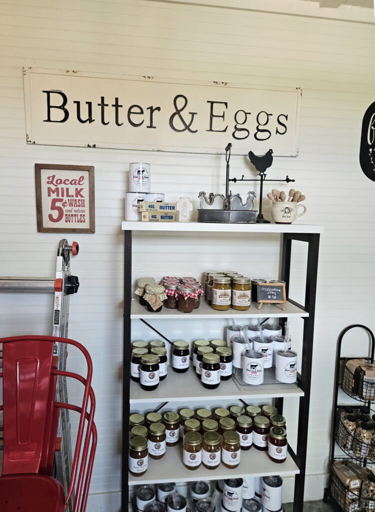 A display of various Jams, jellies, and Chow Chow