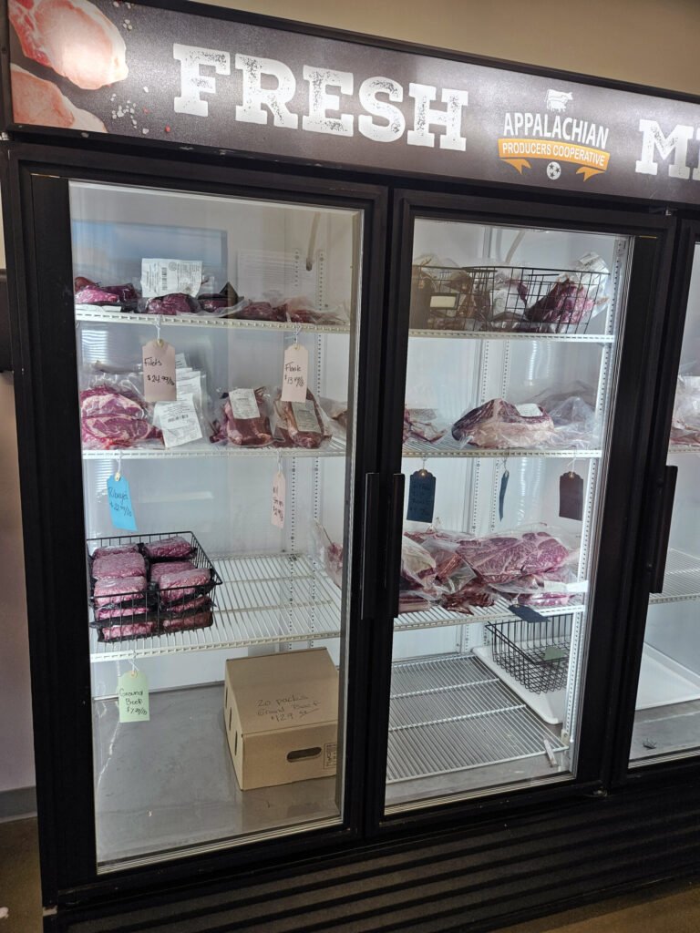 20260613_142624 - Appalachian Highlands Farmers Magazine A meat freezer in the lobby of the APC