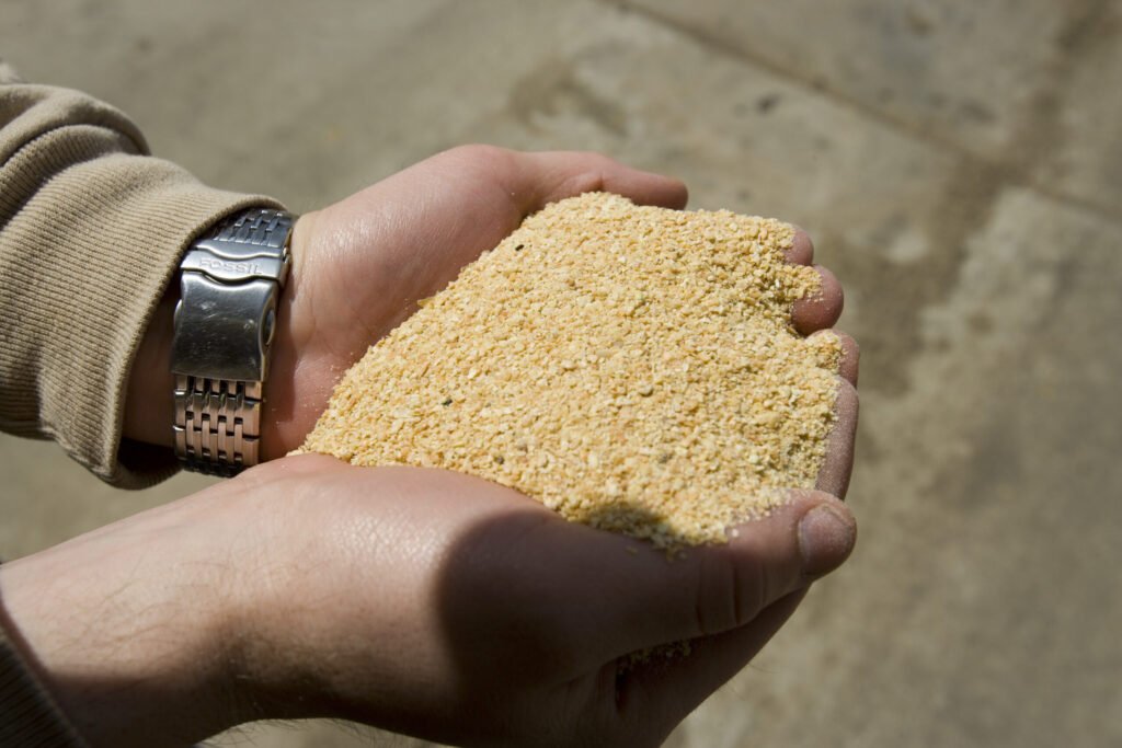 Soybean Meal is left over from the oil extraction process and used as cattle feed.