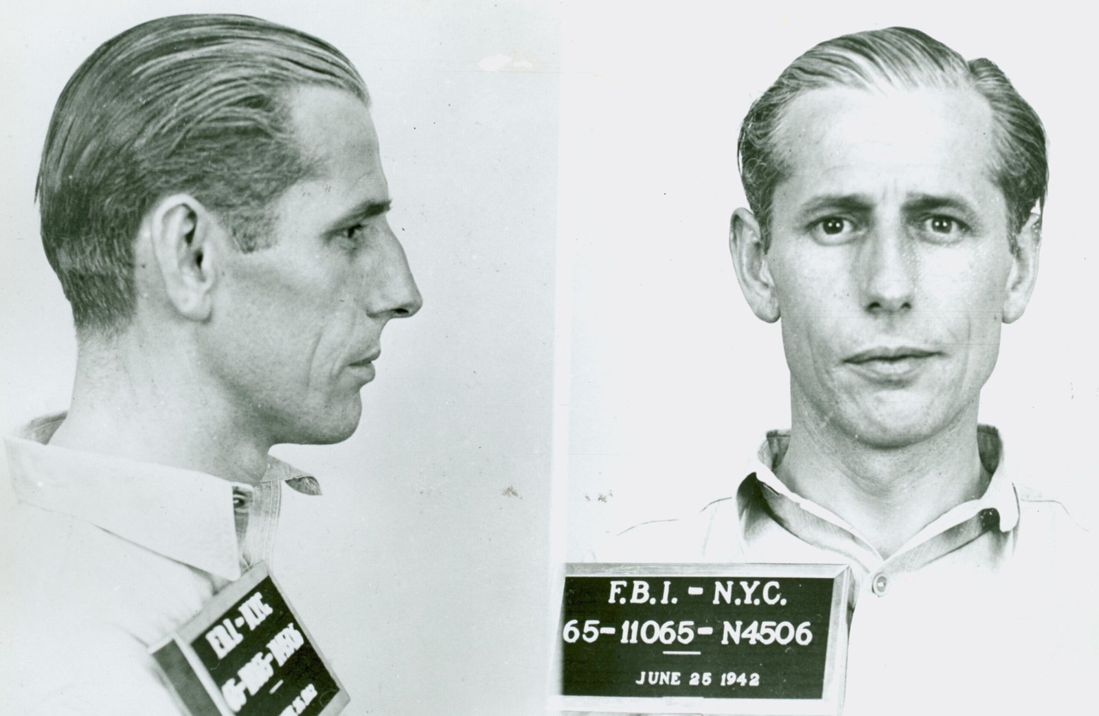 Mugshot of George Dasch, a German Spy caught with a copy of the Old Farmer's Almanac - Photo courtesy FBI