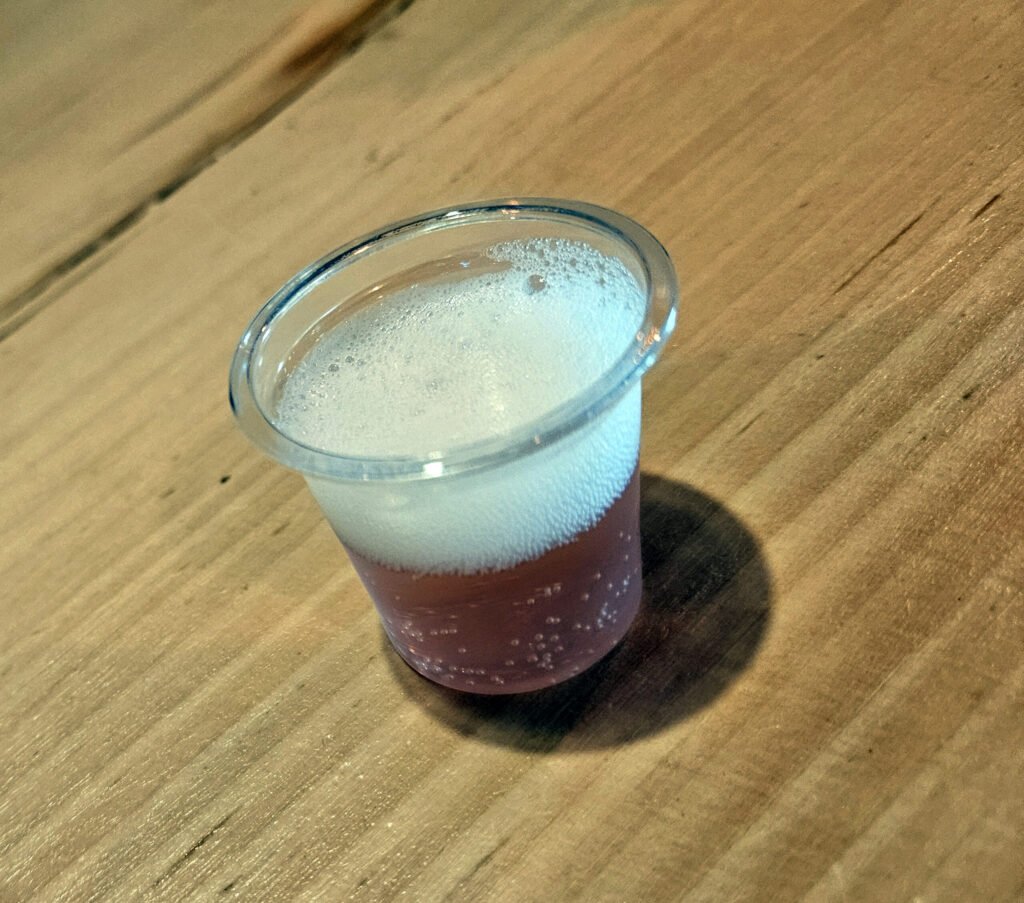 A sample of Blackberry Cider at the taproom