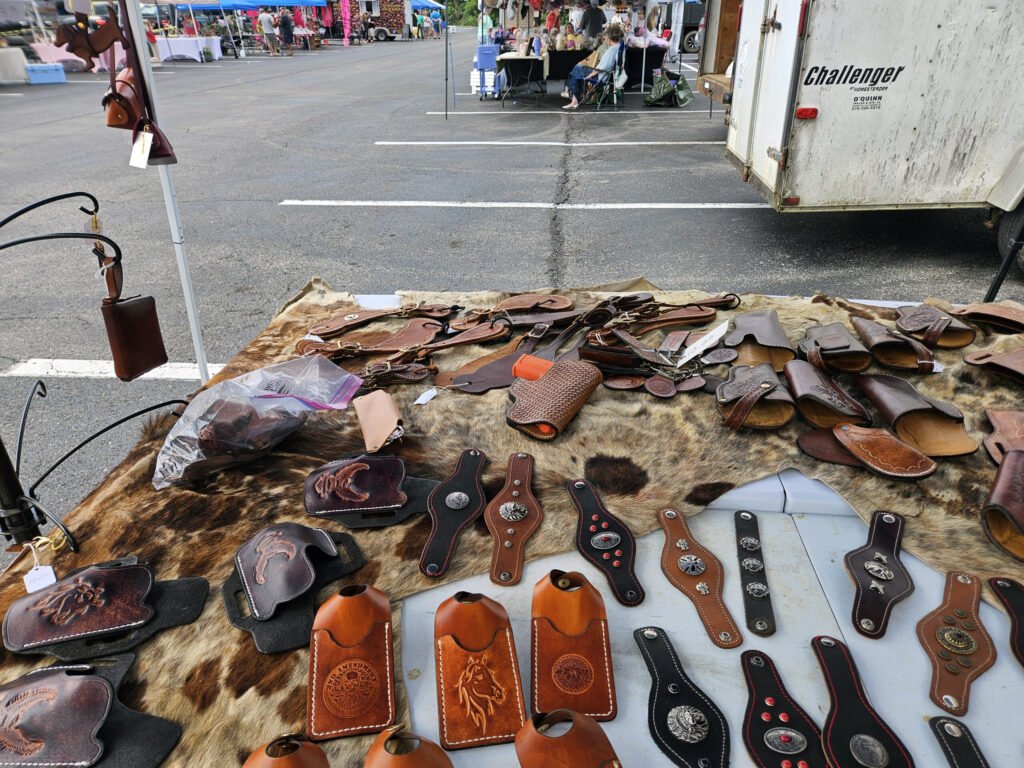 Leather items crafted by Randy Moretz.