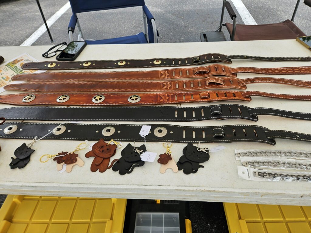 Leather items crafted by Randy Moretz.