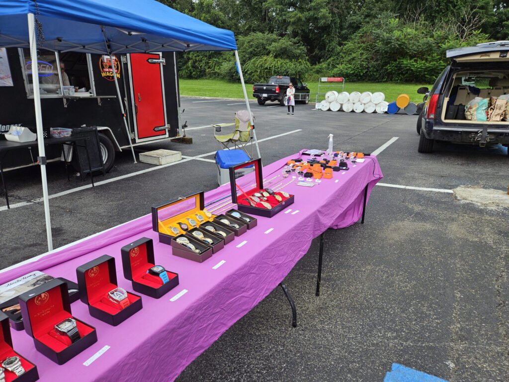 A vendor selling watches