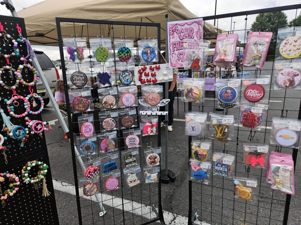Carious scented hanging artt pieces for sale at the Rural King Farmers Market