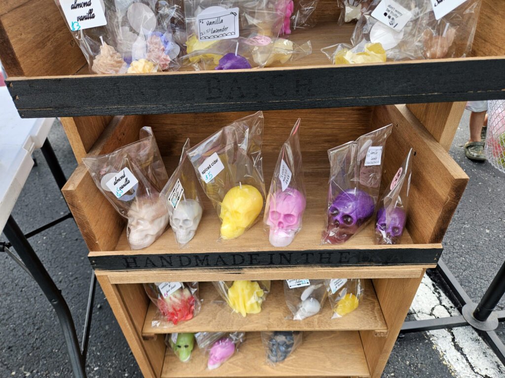 Candles in a variety of designs and shapes.