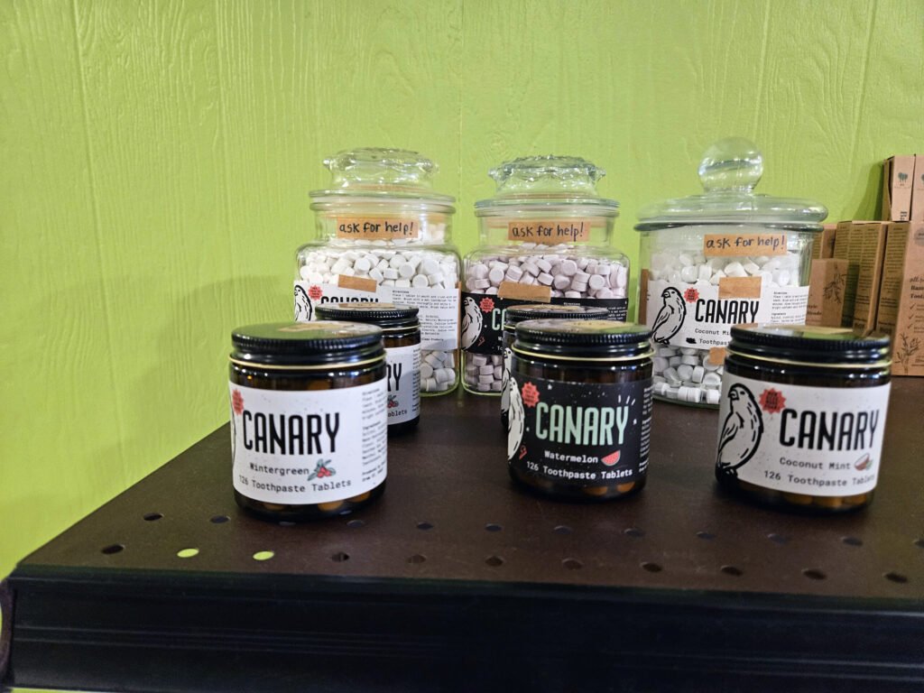 Various flavors of Canary Brand Toothpaste Tablets