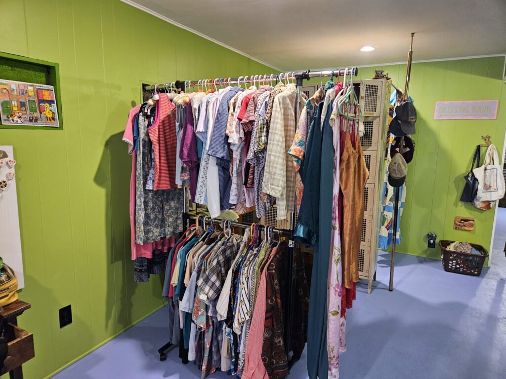 Clothing made by Michelle Edwards from reclaimed clothes.