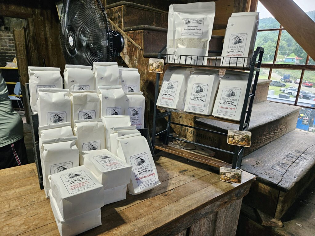 A variety of ground grains at White's Mill