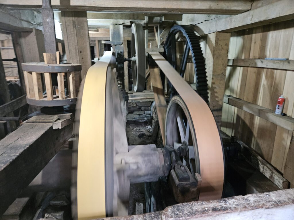 The image shows the Hurst Frame construction in the isolated heavy timer framing that is independent of the building foundation.