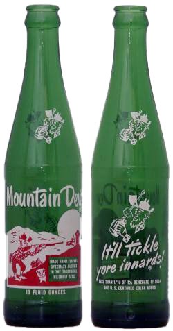 Marion was the home of the flavor of Mountain Dew Retro Mountain Dew Bottles - By Cburnett, CC BY-SA 3.0